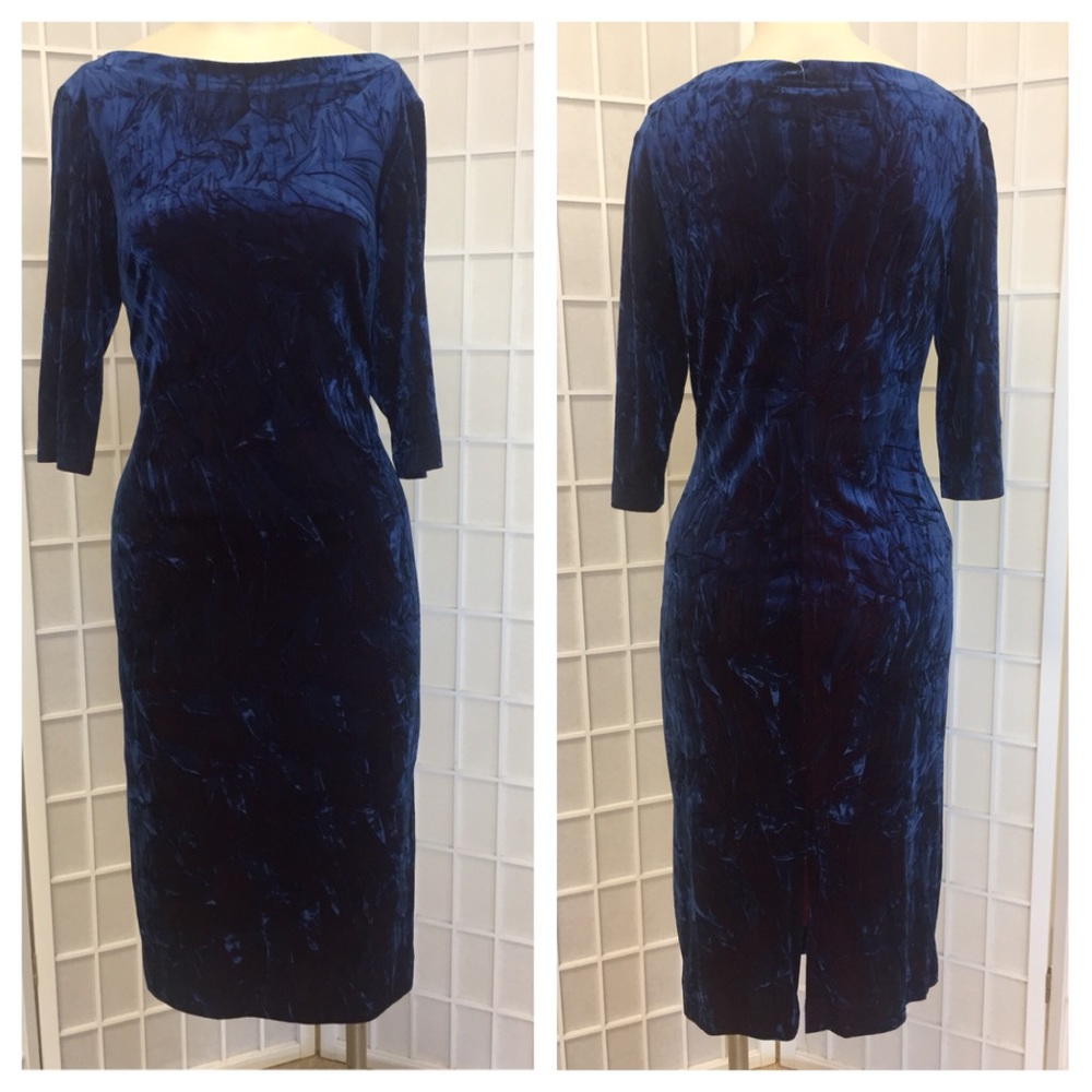 Algo Woman Cocktail Dress new blue velvet Size 8